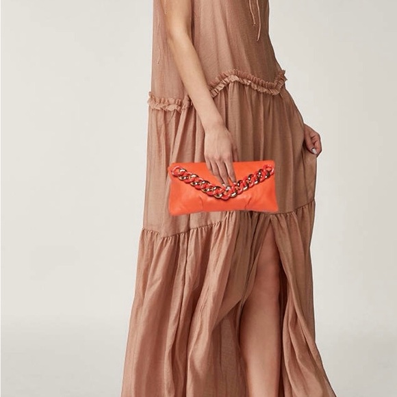 MICHAEL Michael Kors Orange Clutch with Gold Chain - Picture 2 of 10